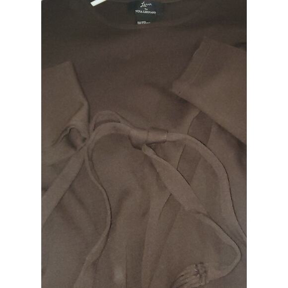 Lemmie For Nina Leonard Brown Belted Women's Sweater 1X Plus Long Sleeves - Picture 4 of 4